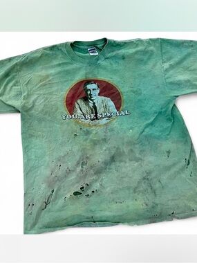 Thrashed Mr Rogers You Are Special Shirt Teal XL Distressed Stained
